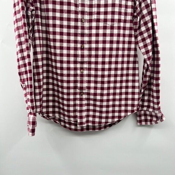 Old Navy Men's Maroon/White Check Button Up Shirt Slim Fit Size Medium - Picture 3 of 9